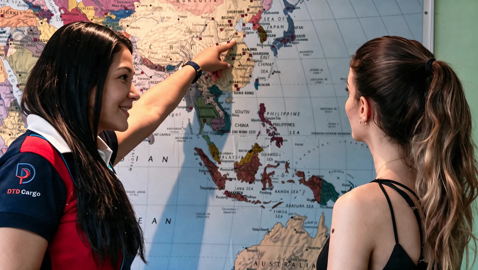 Dos personas revisan un mapa durante la atención de DTD Cargo
